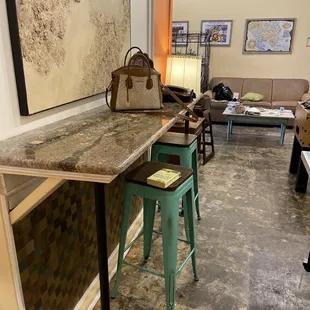 Side table/bar near ping pong area