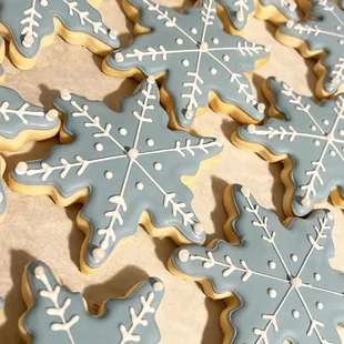 blue and gold decorated cookies