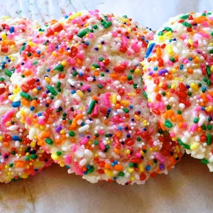 Sprinkle sugar cookies.