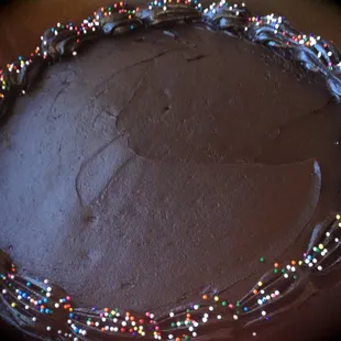 Chocolate Birthday cake, so dark and moist.