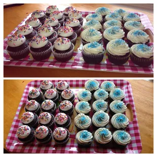 Chocolate and Blue Velvet cupcakes