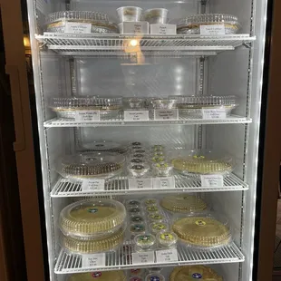 a refrigerator full of pies