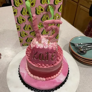 My yummy anniversary cake! We added the make shift 15 to the top and Nicci decorated everything else!