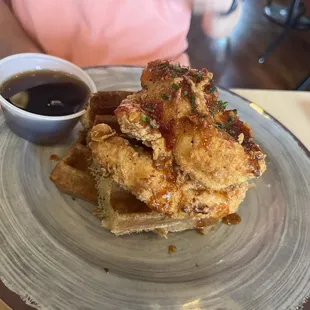 Chicken n waffles with hot honey... perfection