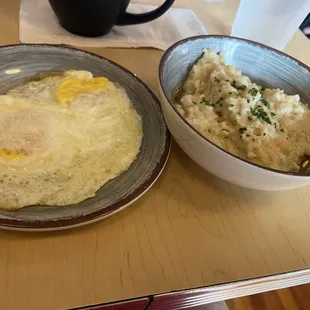 I ordered cheese grits and eggs, good! I'll order something fun next visit