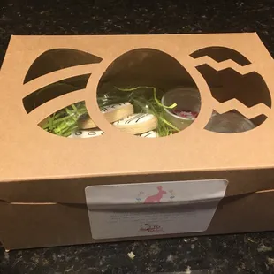 the inside of a box of food