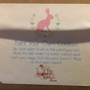 a sign that says paint your own cookies