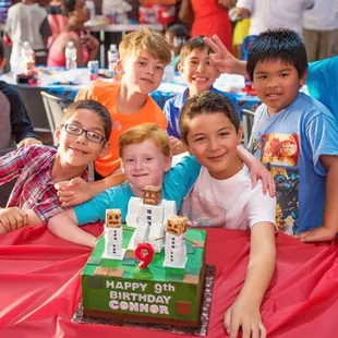 All the boys thought the mine craft cake was so cool!