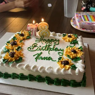 Yellow cake with white icing.