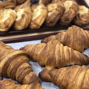 Traditional croissant and cream cheese danish