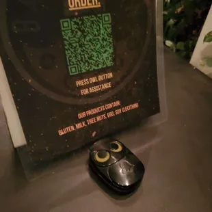 Order/pickup (the owl is the buzzer)