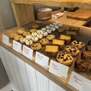 a display of baked goods