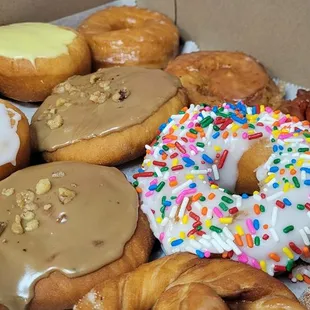 Assorted dozen donuts