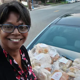 Baker picks up donated bake goods for Kettering Health&apos;s Eagle Seekers annual Bake Sale.