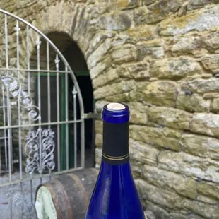 someone holding a bottle of wine