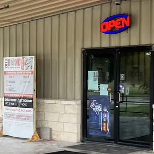 the entrance to the store