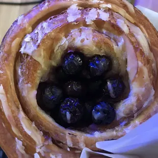 a pastry with blueberries inside