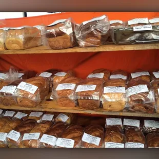 Loaves of yeast-risen breads