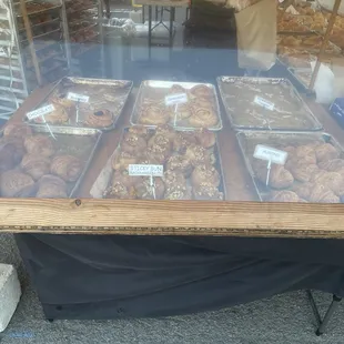 a display of baked goods