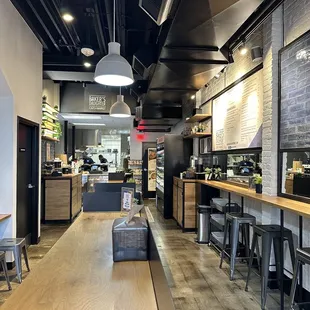the inside of a bakery