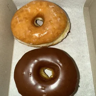 glazed and chocolate donut