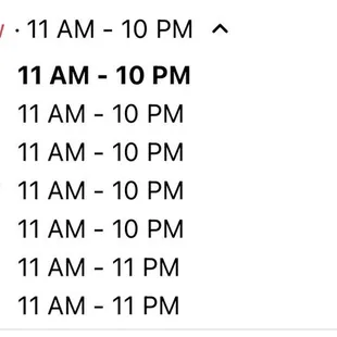Hours per their site