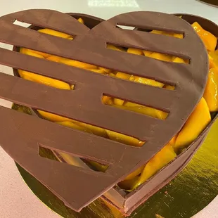 a chocolate heart shaped cake