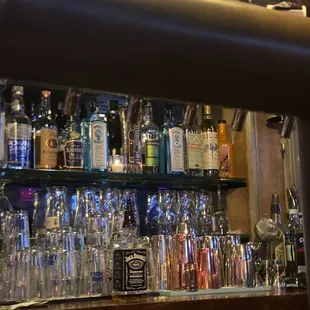 a bar filled with liquor