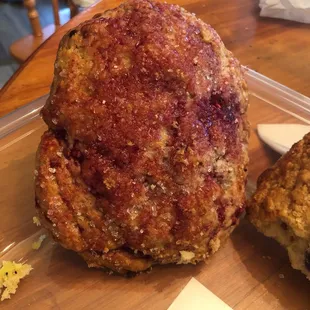 Raspberry scone as big as a cantaloupe! Pass.