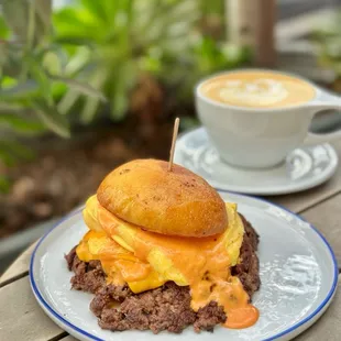 Breakfast Smash Burger &amp; a Vanilla Bean Latte