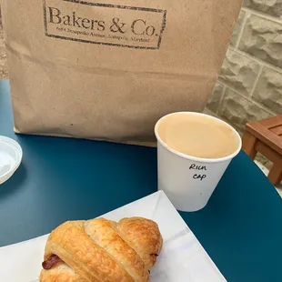 Coffee croissant  &amp; bread I bought to take home