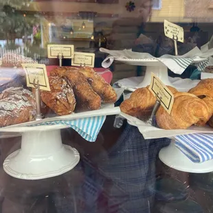 Almond croissants and ham and gruyere cheese croissants