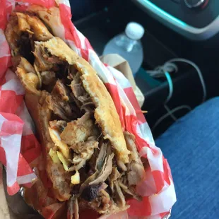 Side eating view of sandwich