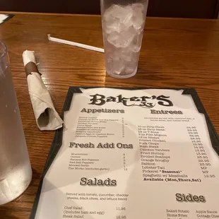 General Seating, menu!