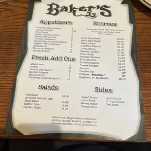 the menu