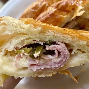 Ham, cheese , jalapeño croissant