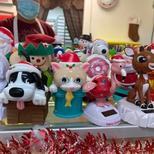 a display of christmas toys