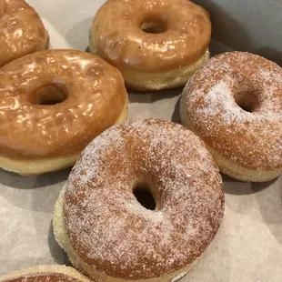 Glazed and sugar donuts