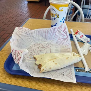 A bean and Bean &amp; Cheese Burrito they are also open up for dining in