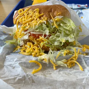 Taco burger xtra cheese and beef!