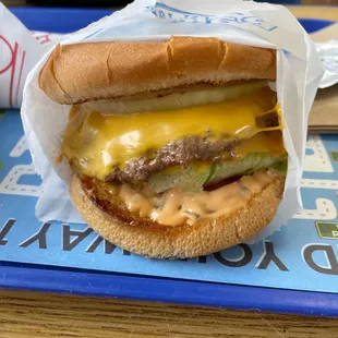 Double Baker w/grilled and raw onions