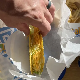 These tacos are what the manager is calling extra cheese. SHE'S LYING AND CHEATING CUSTOMERS OR IF WHAT THEY PAY FOR