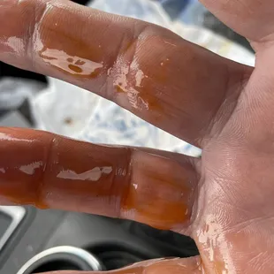 Beef burrito residue! Gross!