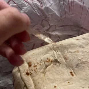 Plastic found in the burrito
