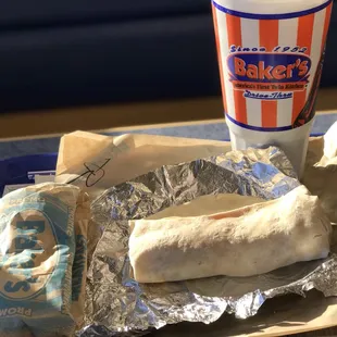 Deal of the day(egg burrito x2) &amp; a large drink.