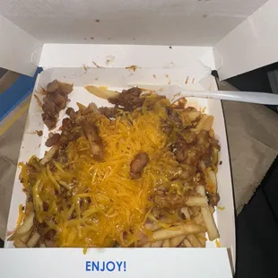 Veggie / Vegetarian Chili Cheese Fries + Extra Cheese   vegetarian Chili Cheese Fries