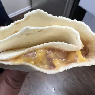 This is a bean burrito? Wouldn't be a snack for toddler!