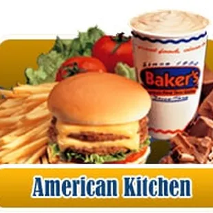 Baker&apos;s Burgers, Fries and Sides on our American Kitchen menu.
