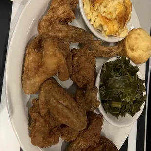 Wangs, Macaroni &amp; Cheese, Collard Greens