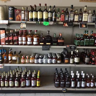 shelves full of liquor